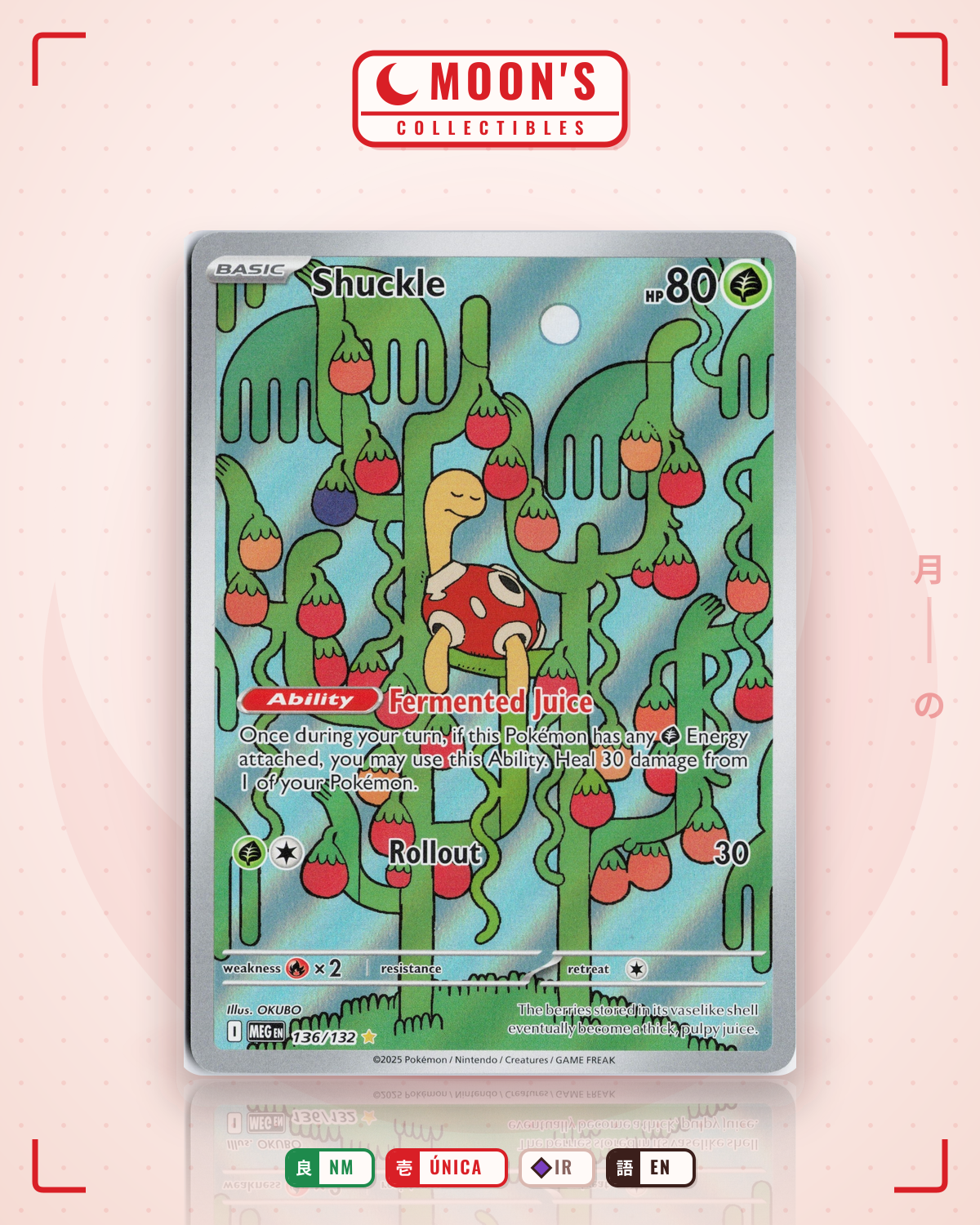 Carta Pokémon Shuckle · Mega Evolution #136/132 (NM) — pieza única en Moon's Collectibles México