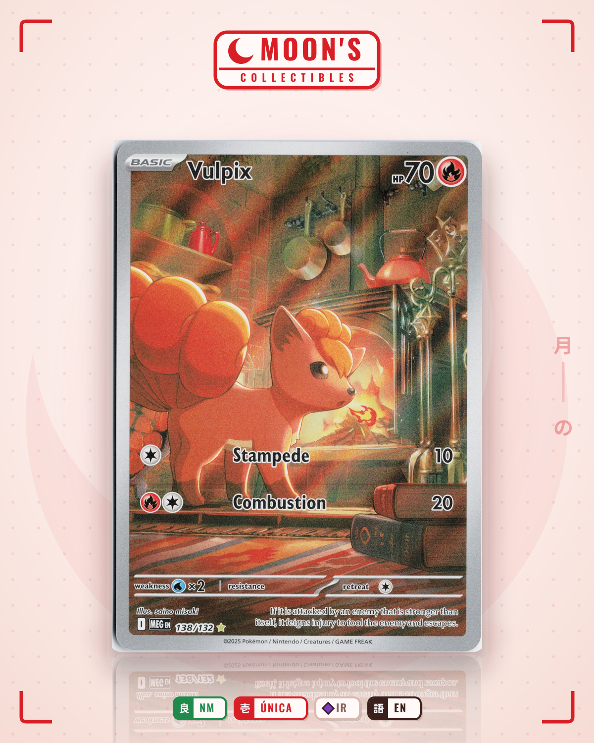 Carta Pokémon Vulpix · Mega Evolution #138/132 (NM) — pieza única en Moon's Collectibles México