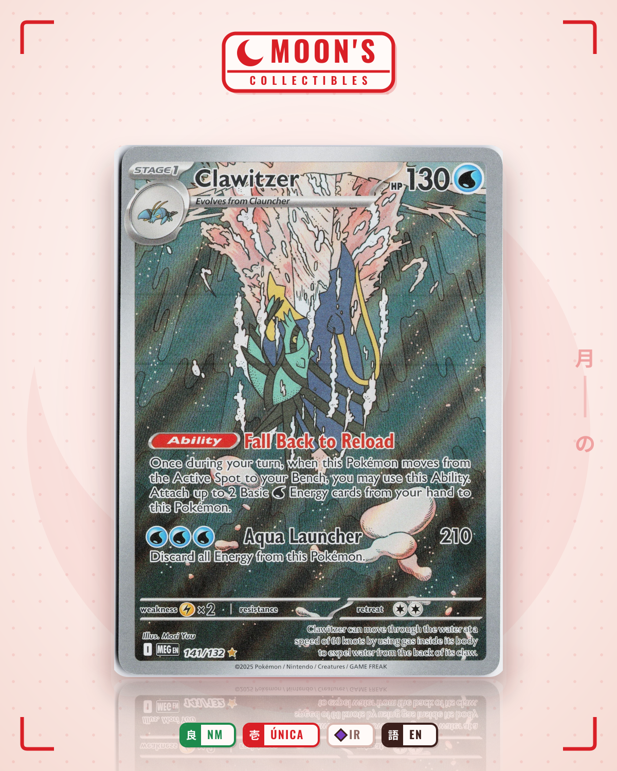 Carta Pokémon Clawitzer · Mega Evolution #141/132 (NM) — pieza única en Moon's Collectibles México