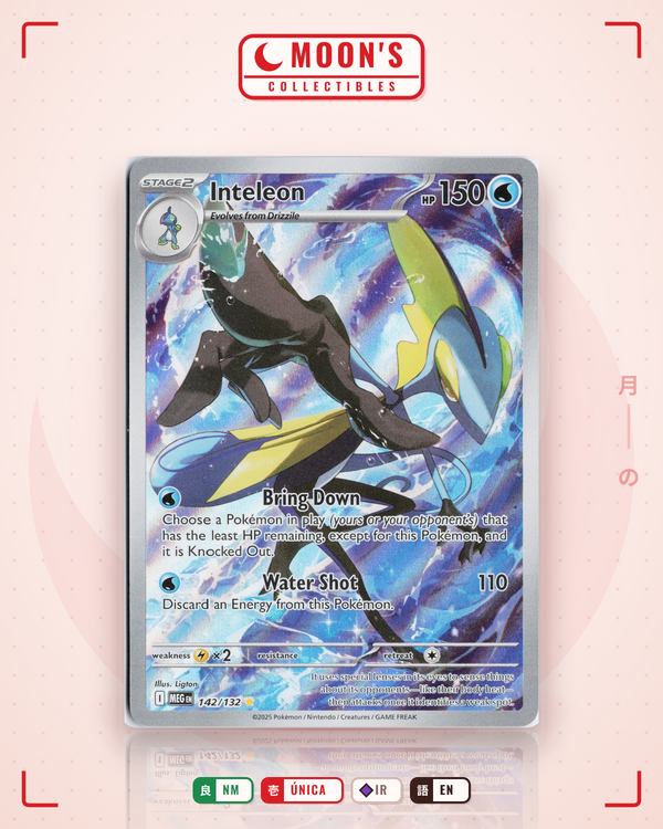 Carta Pokémon Inteleon · Mega Evolution #142/132 (NM) — pieza única en Moon's Collectibles México