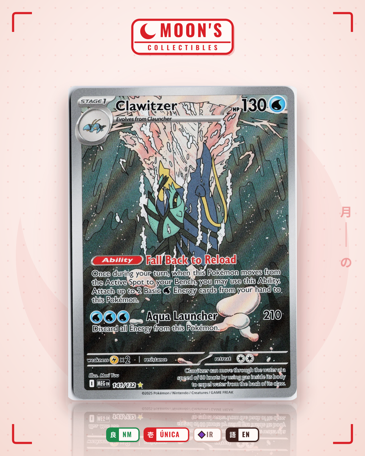 Carta Pokémon Clawitzer · Mega Evolution #141/132 (NM) — pieza única en Moon's Collectibles México