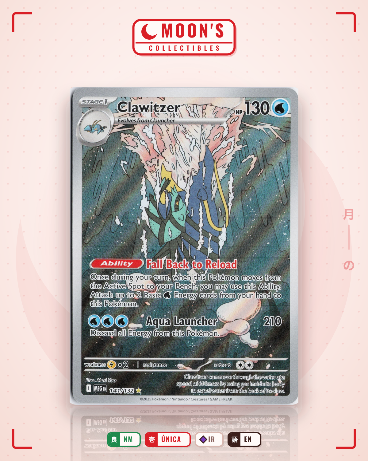 Carta Pokémon Clawitzer · Mega Evolution #141/132 (NM) — pieza única en Moon's Collectibles México