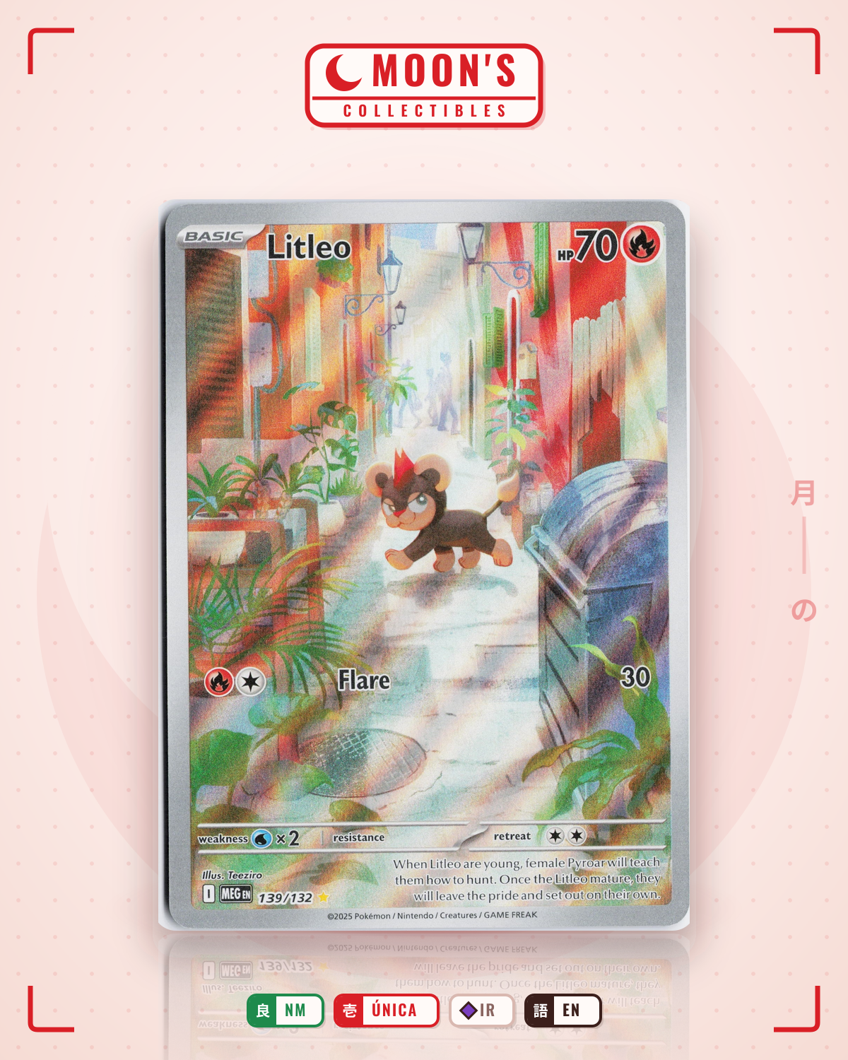 Carta Pokémon Litleo · Mega Evolution #139/132 (NM) — pieza única en Moon's Collectibles México
