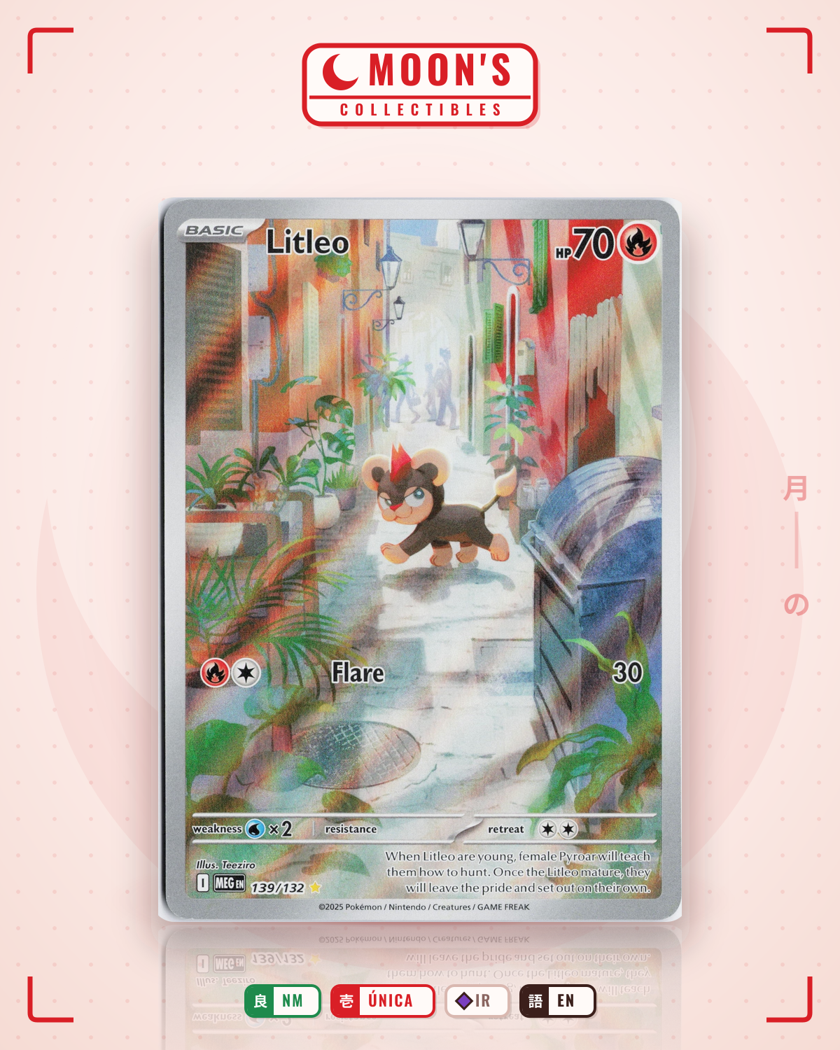 Carta Pokémon Litleo · Mega Evolution #139/132 (NM) — pieza única en Moon's Collectibles México