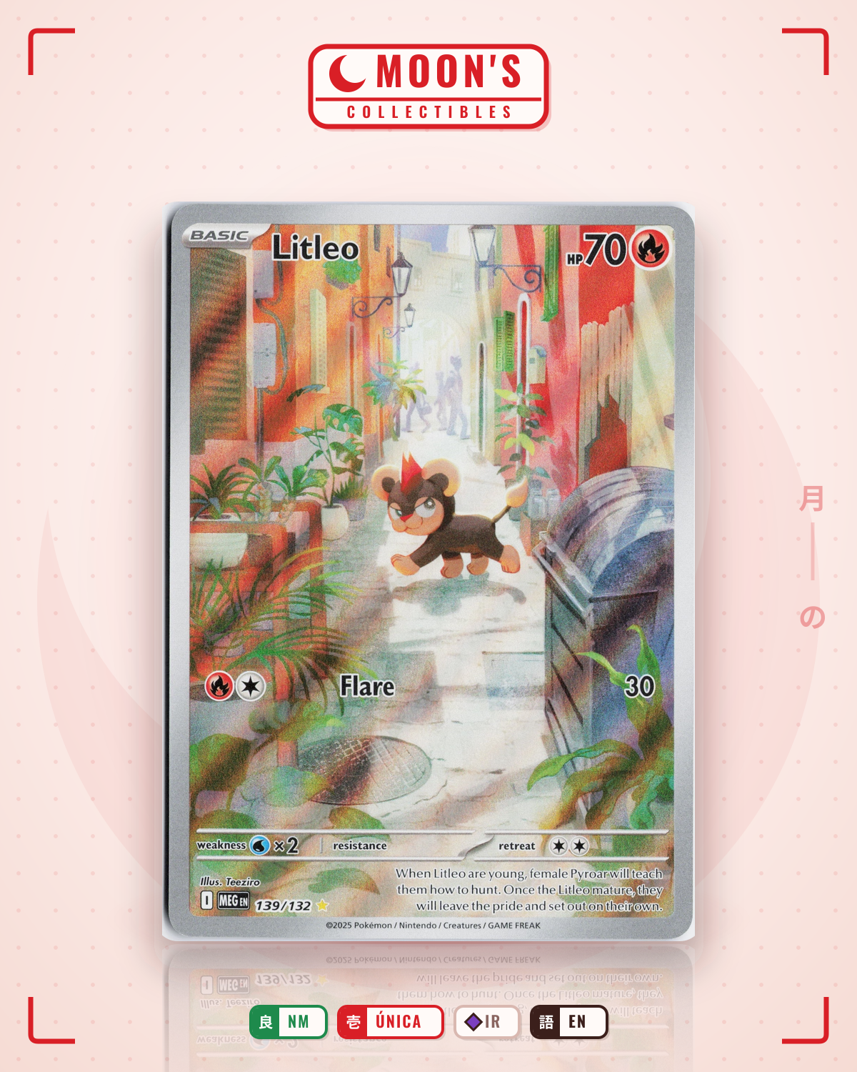 Carta Pokémon Litleo · Mega Evolution #139/132 (NM) — pieza única en Moon's Collectibles México
