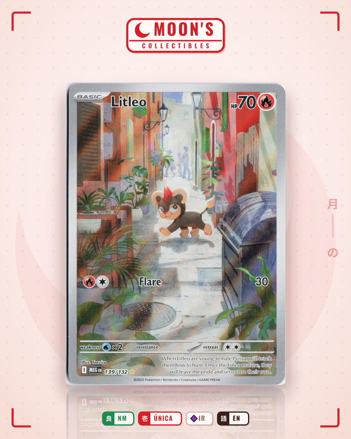 Carta Pokémon Litleo · Mega Evolution #139/132 (NM) — pieza única en Moon's Collectibles México