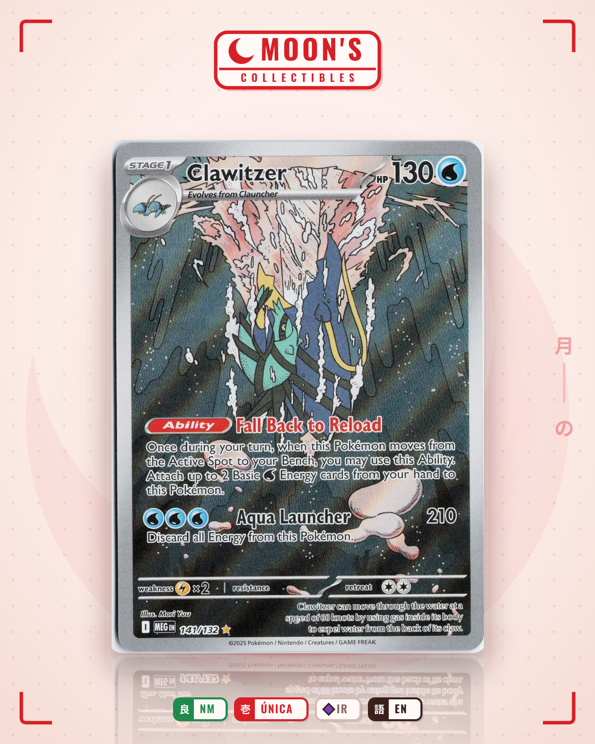 Carta Pokémon Clawitzer · Mega Evolution #141/132 (NM) — pieza única en Moon's Collectibles México