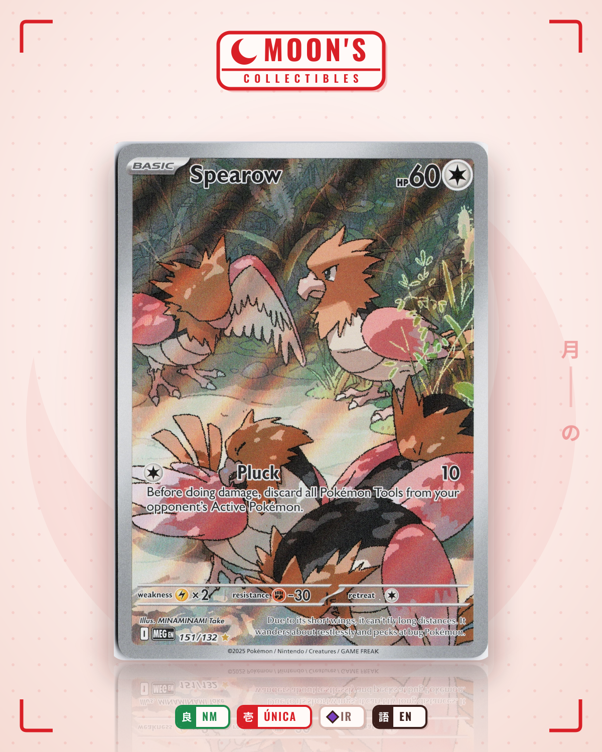 Carta Pokémon Spearow · Mega Evolution #151/132 (NM) — pieza única en Moon's Collectibles México