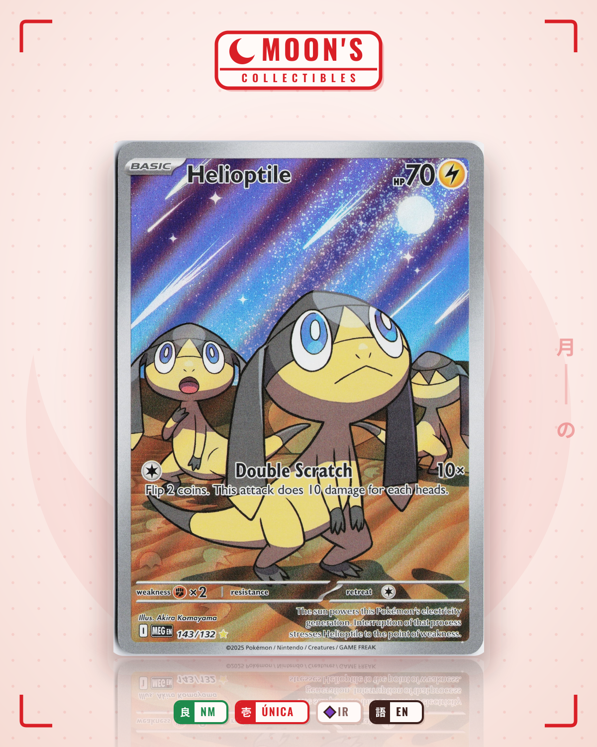 Carta Pokémon Helioptile · Mega Evolution #143/132 (NM) — pieza única en Moon's Collectibles México