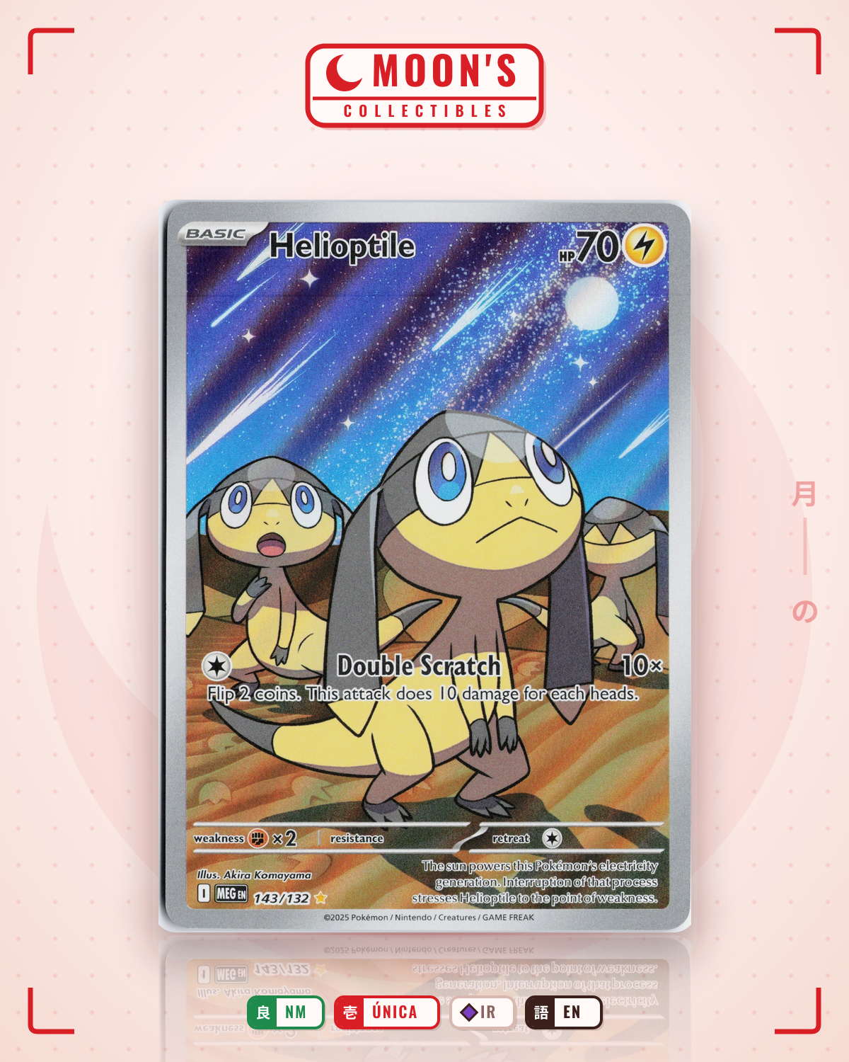 Carta Pokémon Helioptile · Mega Evolution #143/132 (NM) — pieza única en Moon's Collectibles México