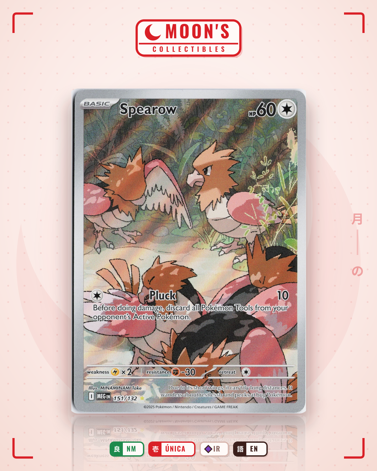 Carta Pokémon Spearow · Mega Evolution #151/132 (NM) — pieza única en Moon's Collectibles México