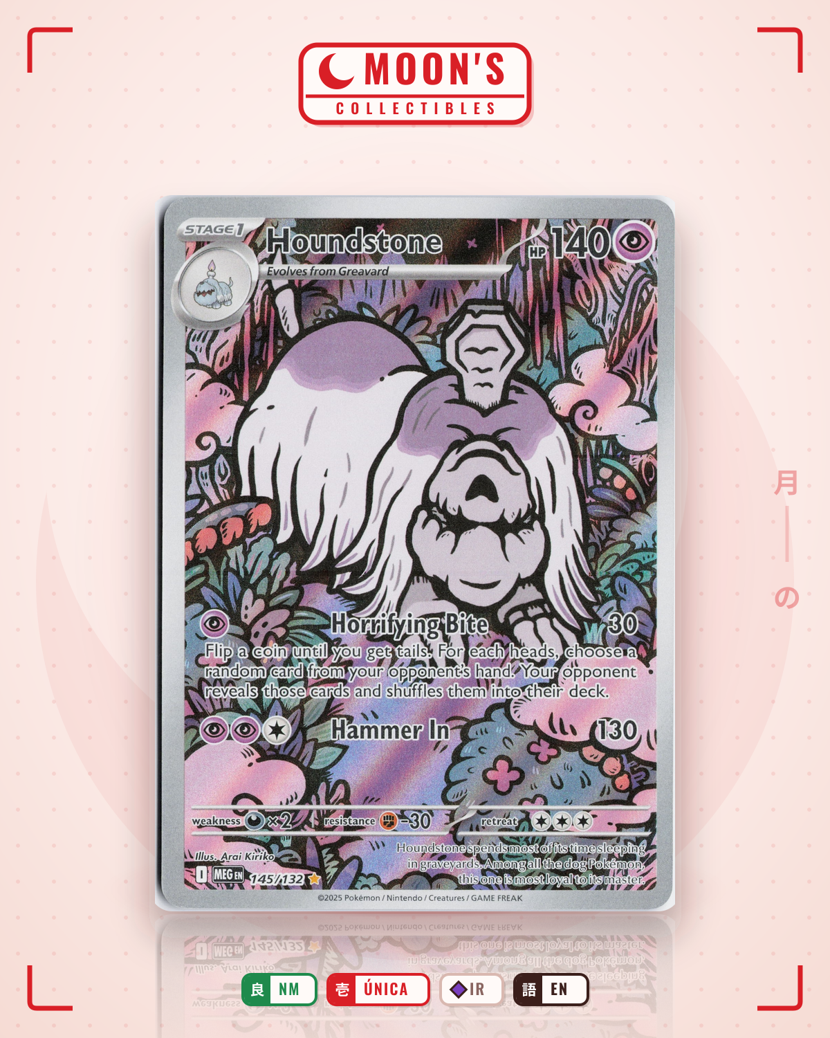 Carta Pokémon Houndstone · Mega Evolution #145/132 (NM) — pieza única en Moon's Collectibles México
