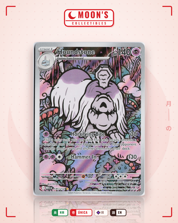 Carta Pokémon Houndstone · Mega Evolution #145/132 (NM) — pieza única en Moon's Collectibles México