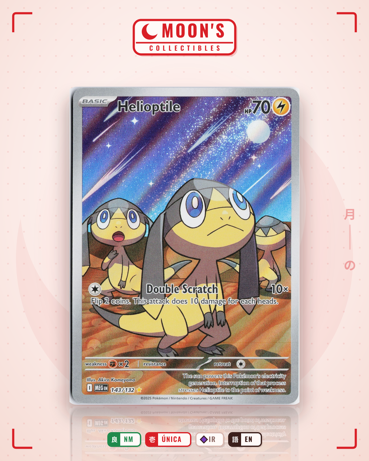 Carta Pokémon Helioptile · Mega Evolution #143/132 (NM) — pieza única en Moon's Collectibles México