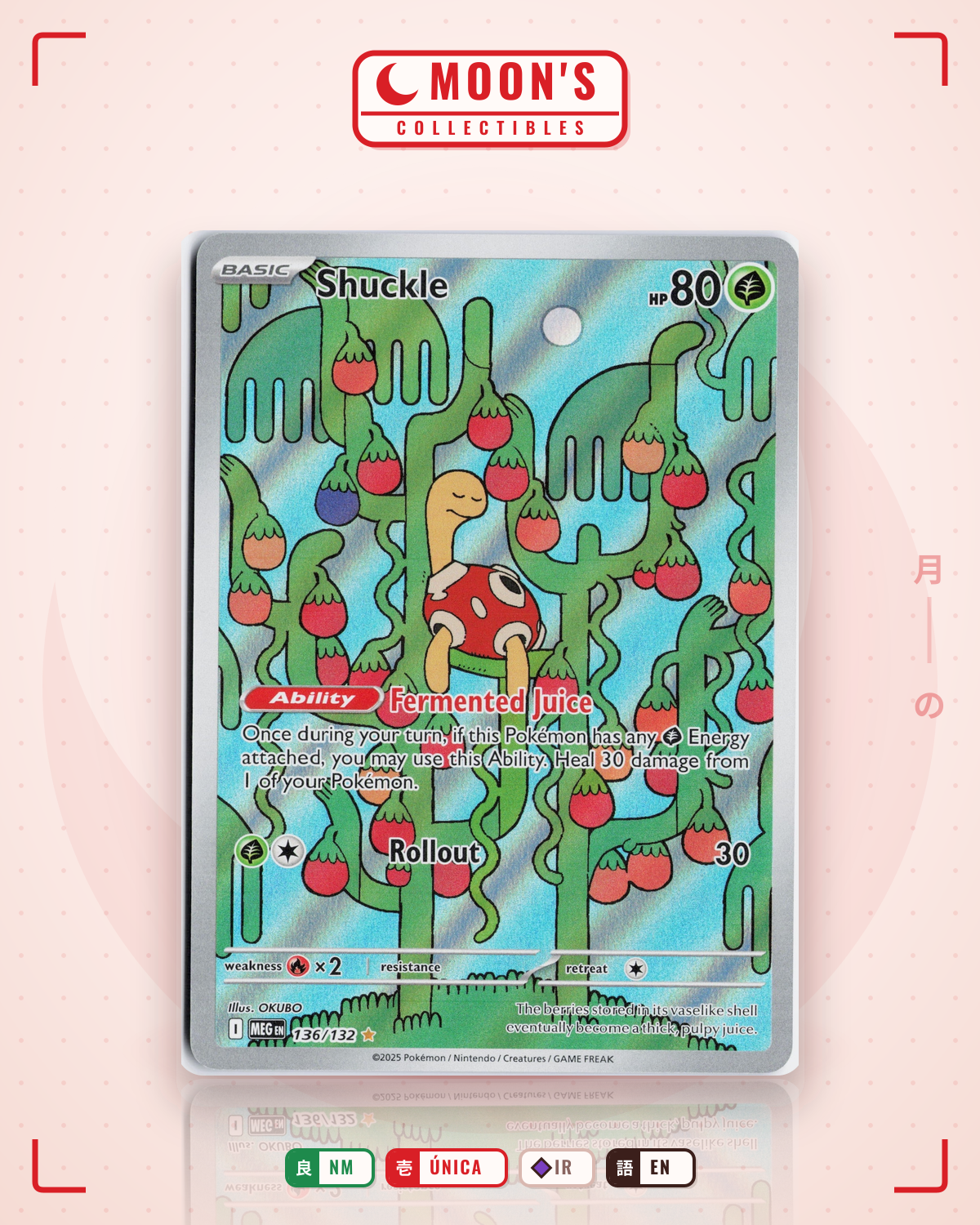 Carta Pokémon Shuckle · Mega Evolution #136/132 (NM) — pieza única en Moon's Collectibles México
