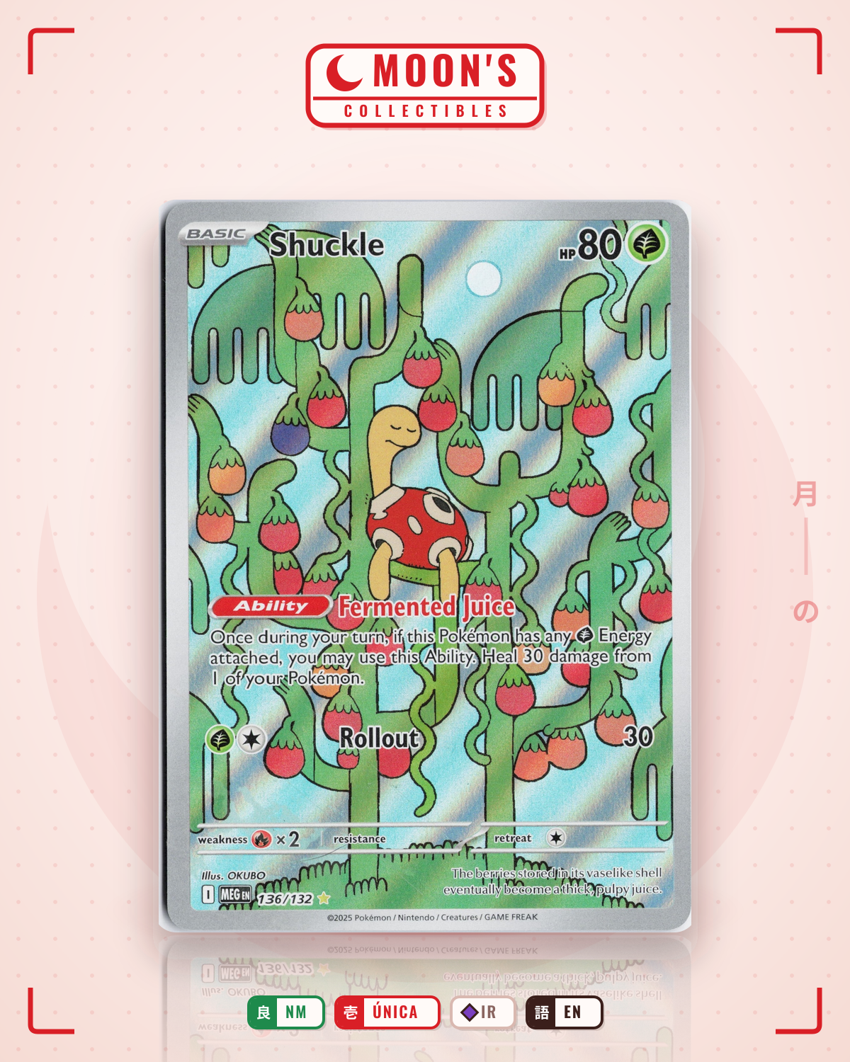 Carta Pokémon Shuckle · Mega Evolution #136/132 (NM) — pieza única en Moon's Collectibles México