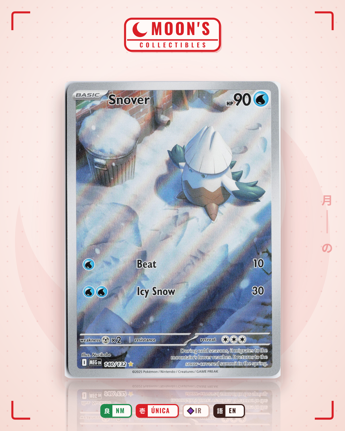 Carta Pokémon Snover · Mega Evolution #140/132 (NM) — pieza única en Moon's Collectibles México