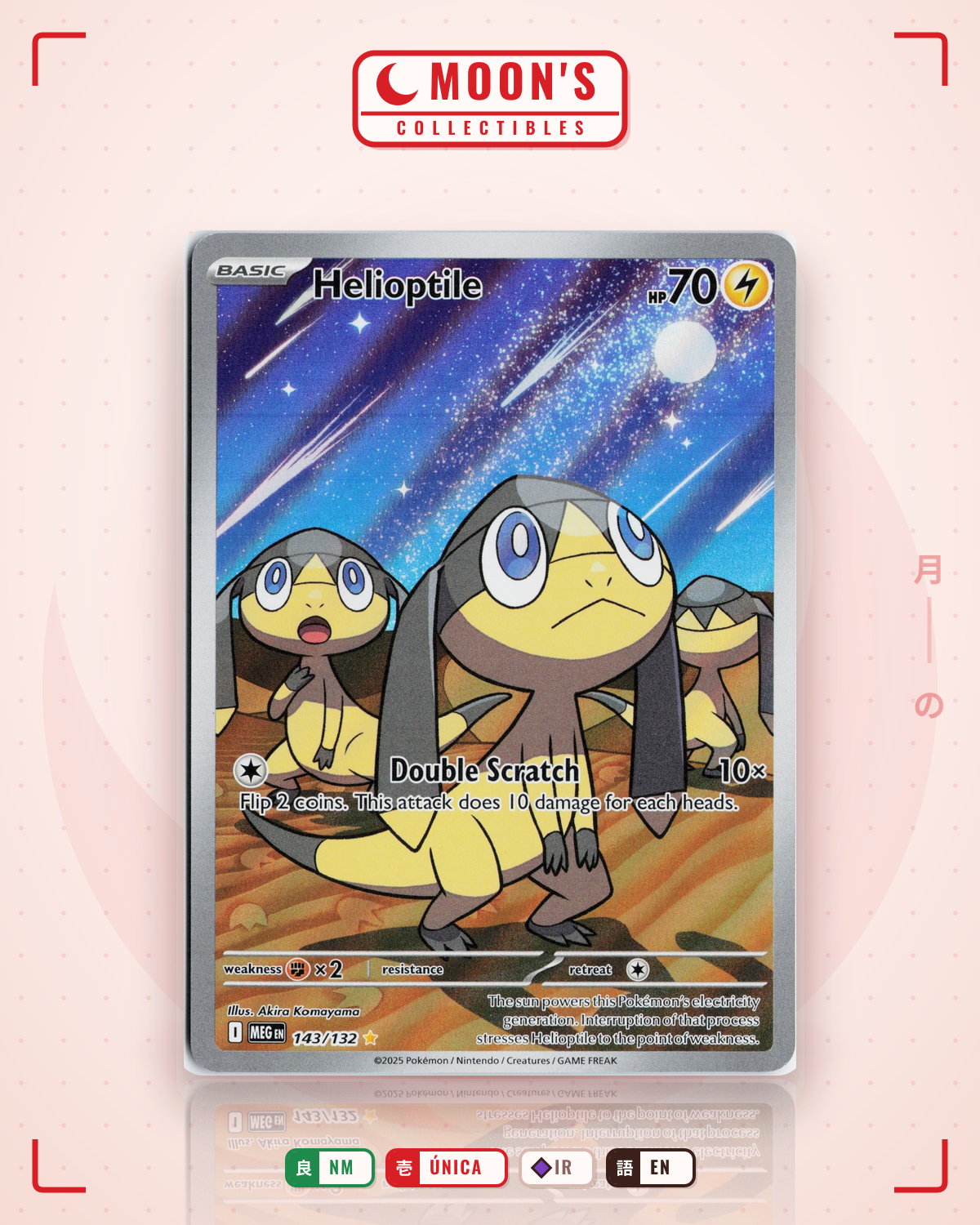 Carta Pokémon Helioptile · Mega Evolution #143/132 (NM) — pieza única en Moon's Collectibles México