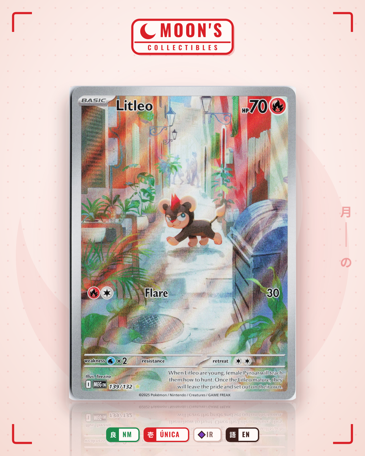Carta Pokémon Litleo · Mega Evolution #139/132 (NM) — pieza única en Moon's Collectibles México