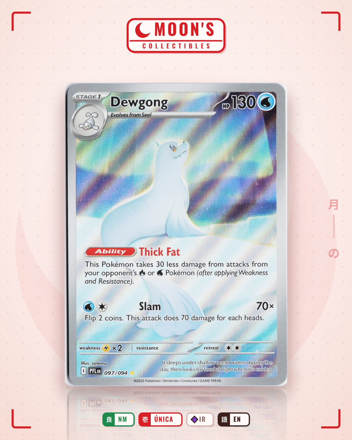 Carta Pokémon Dewgong · Phantasmal Flames #097/094 (NM) — pieza única en Moon's Collectibles México