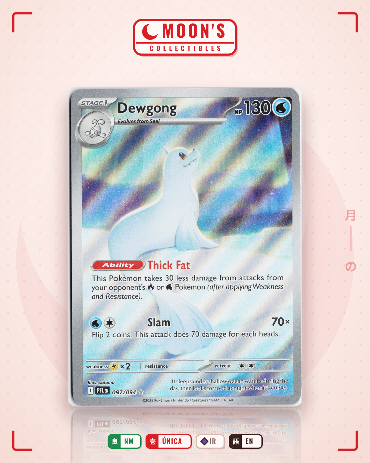 Carta Pokémon Dewgong · Phantasmal Flames #097/094 (NM) — pieza única en Moon's Collectibles México