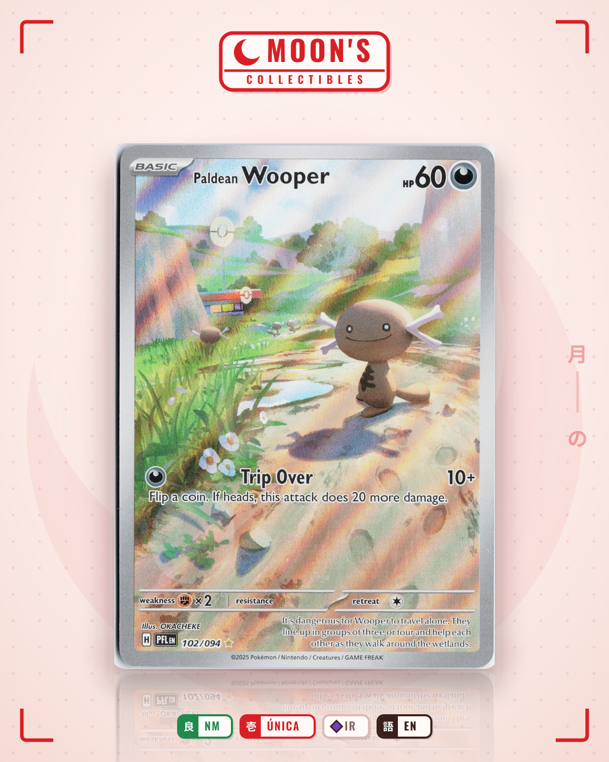 Carta Pokémon Paldean Wooper · Phantasmal Flames #102/094 (NM) — pieza única en Moon's Collectibles México