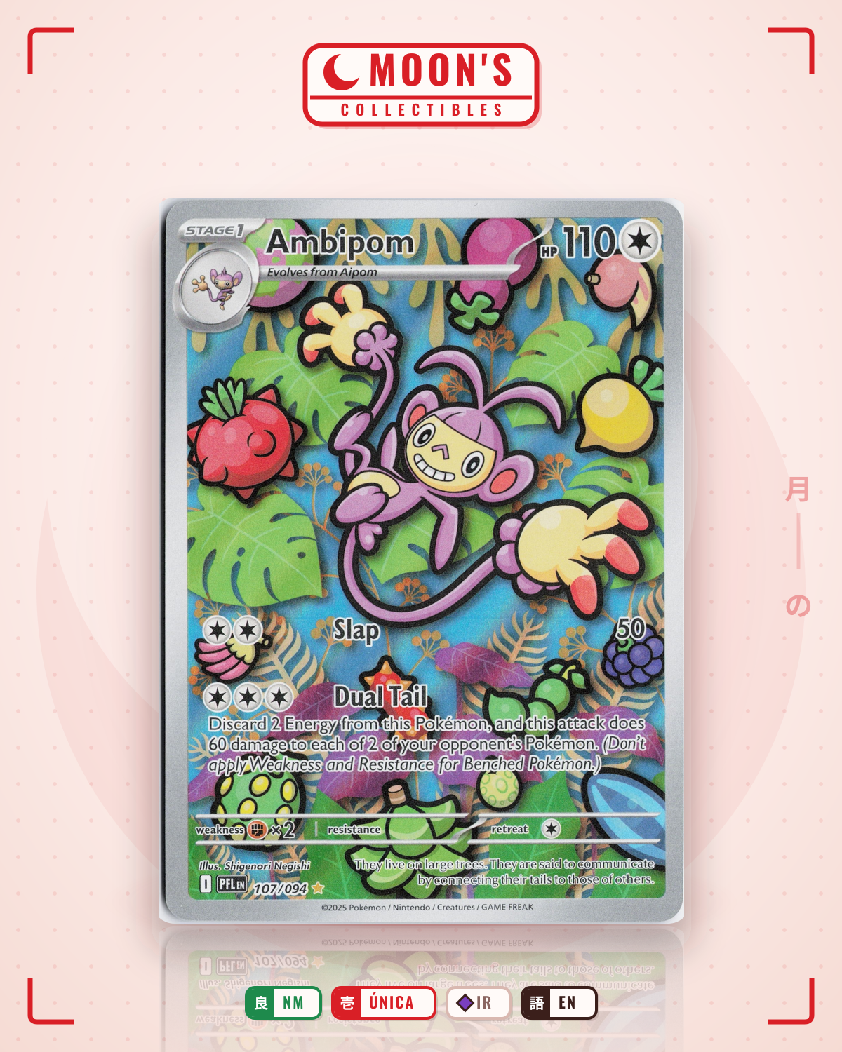 Carta Pokémon Ambipom · Phantasmal Flames #107/094 (NM) — pieza única en Moon's Collectibles México
