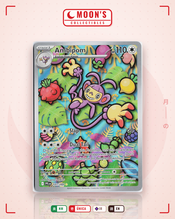 Carta Pokémon Ambipom · Phantasmal Flames #107/094 (NM) — pieza única en Moon's Collectibles México