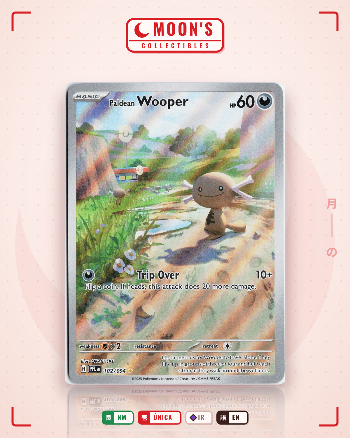 Carta Pokémon Paldean Wooper · Phantasmal Flames #102/094 (NM) — pieza única en Moon's Collectibles México