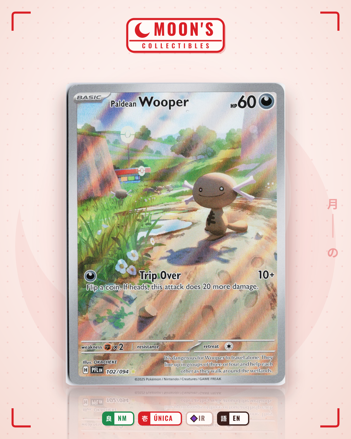Carta Pokémon Paldean Wooper · Phantasmal Flames #102/094 (NM) — pieza única en Moon's Collectibles México