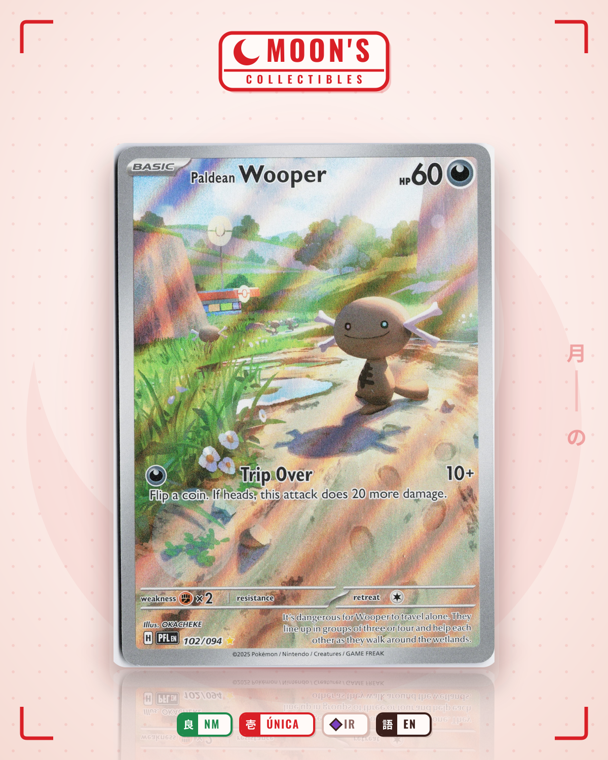 Carta Pokémon Paldean Wooper · Phantasmal Flames #102/094 (NM) — pieza única en Moon's Collectibles México
