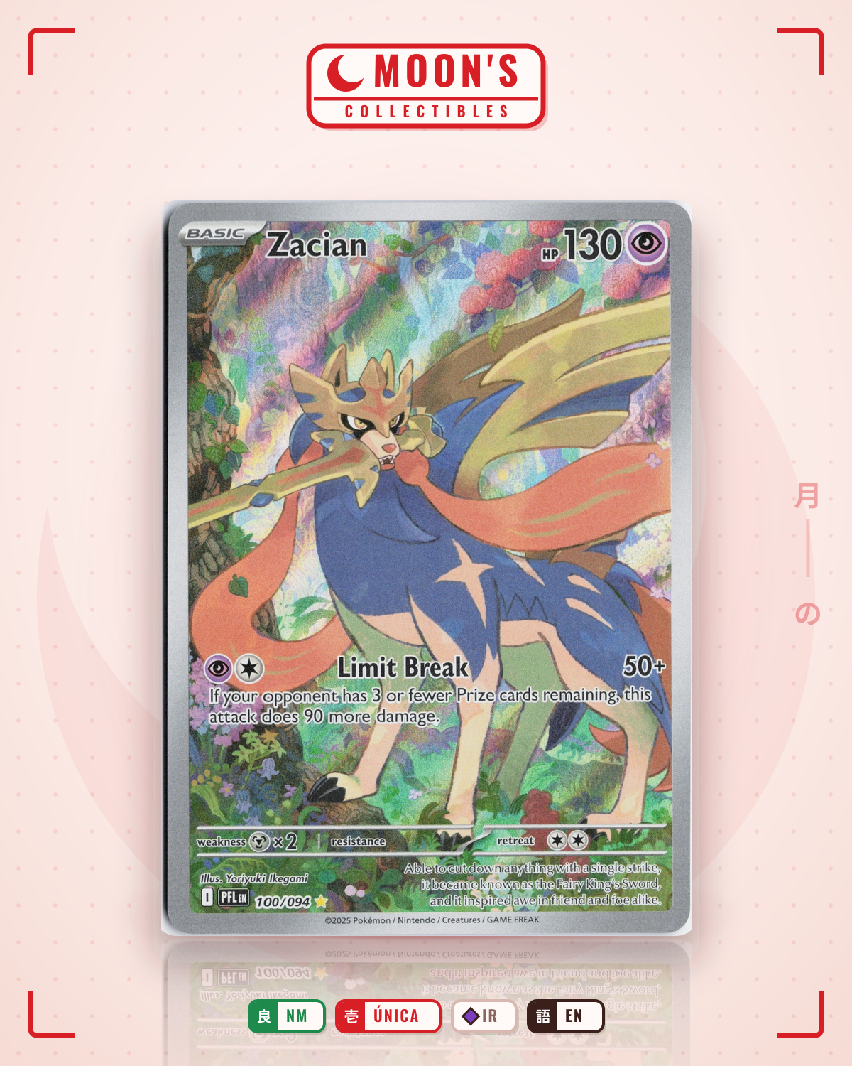 Carta Pokémon Zacian · Phantasmal Flames #100/094 (NM) — pieza única en Moon's Collectibles México
