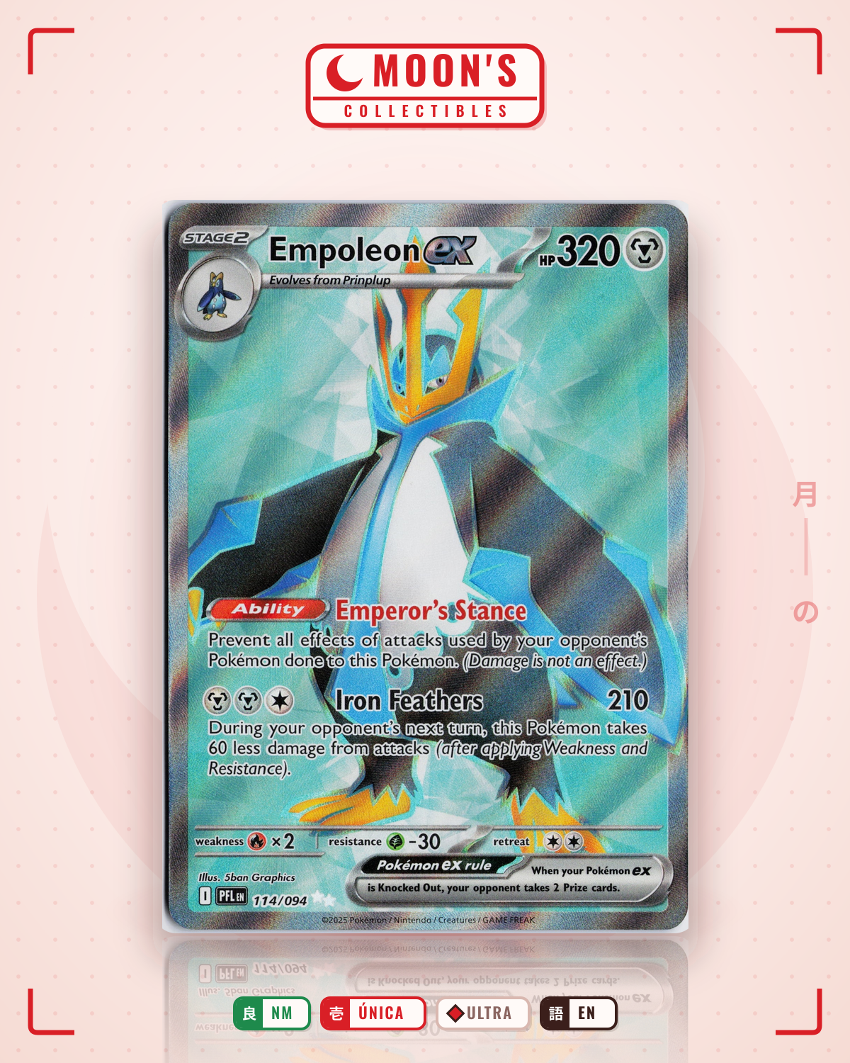 Carta Pokémon Empoleon ex · Phantasmal Flames #114/094 (NM) — pieza única en Moon's Collectibles México