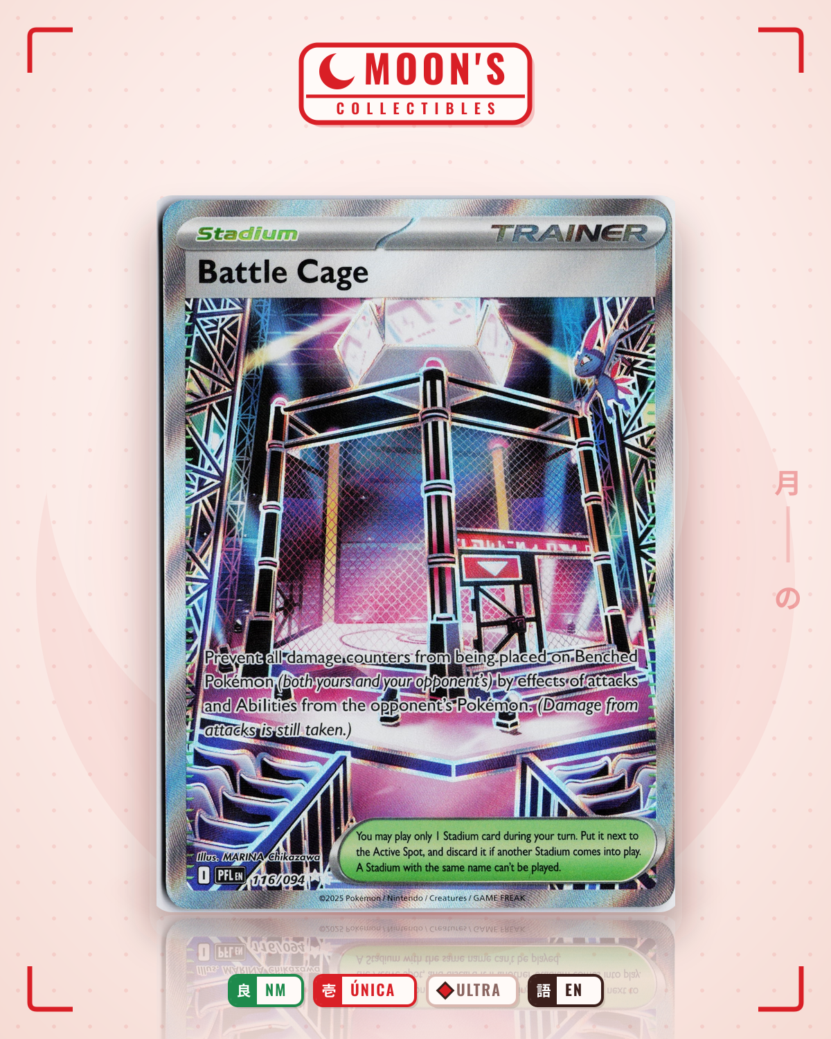 Carta Pokémon Battle Cage · Phantasmal Flames #116/094 (NM) — pieza única en Moon's Collectibles México