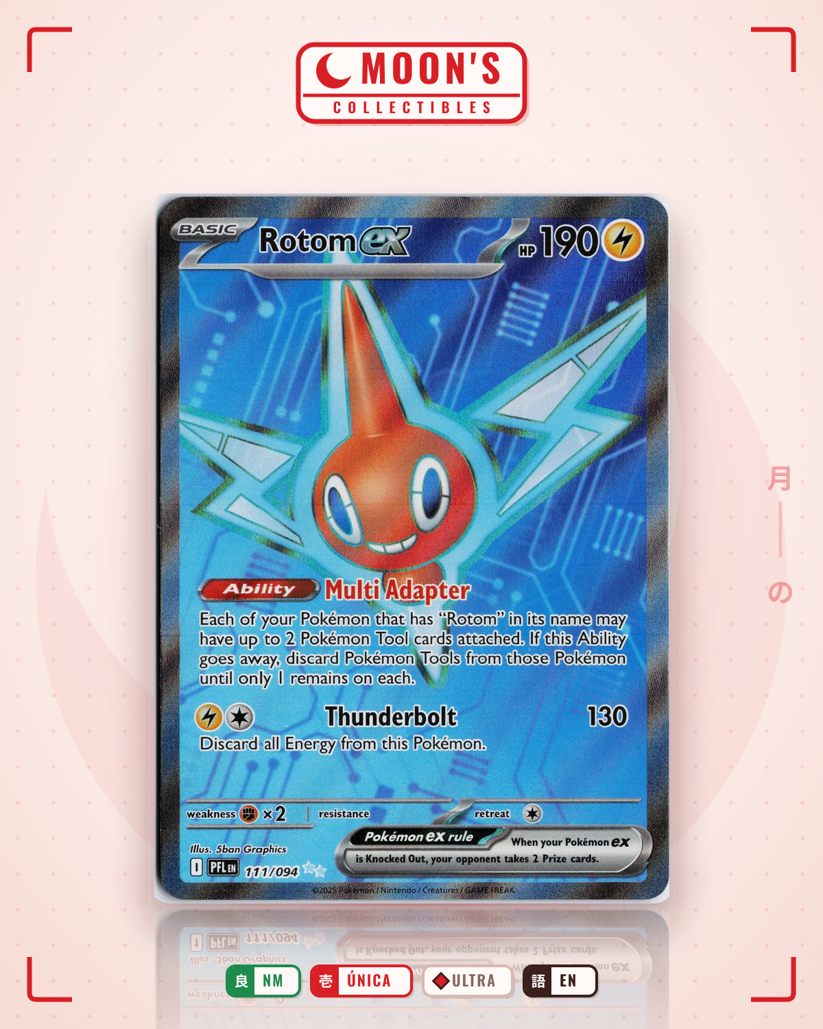 Carta Pokémon Rotom ex · Phantasmal Flames #111/094 (NM) — pieza única en Moon's Collectibles México