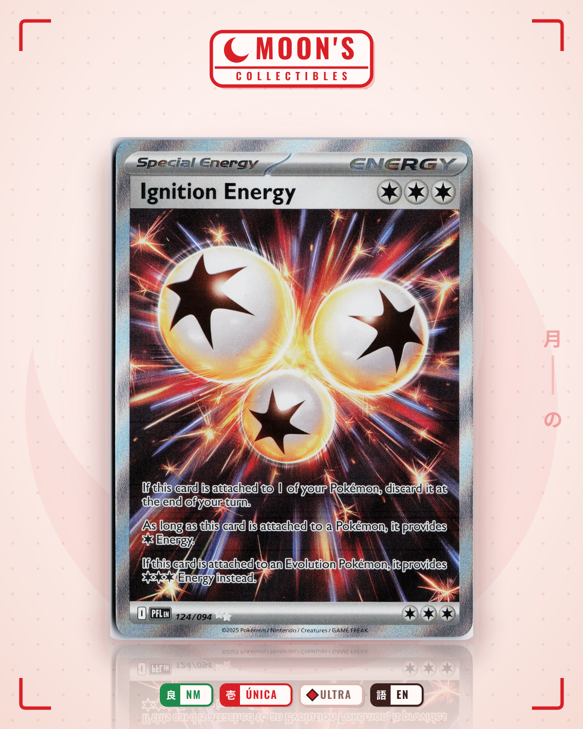 Carta Pokémon Ignition Energy · Phantasmal Flames #124/094 (NM) — pieza única en Moon's Collectibles México