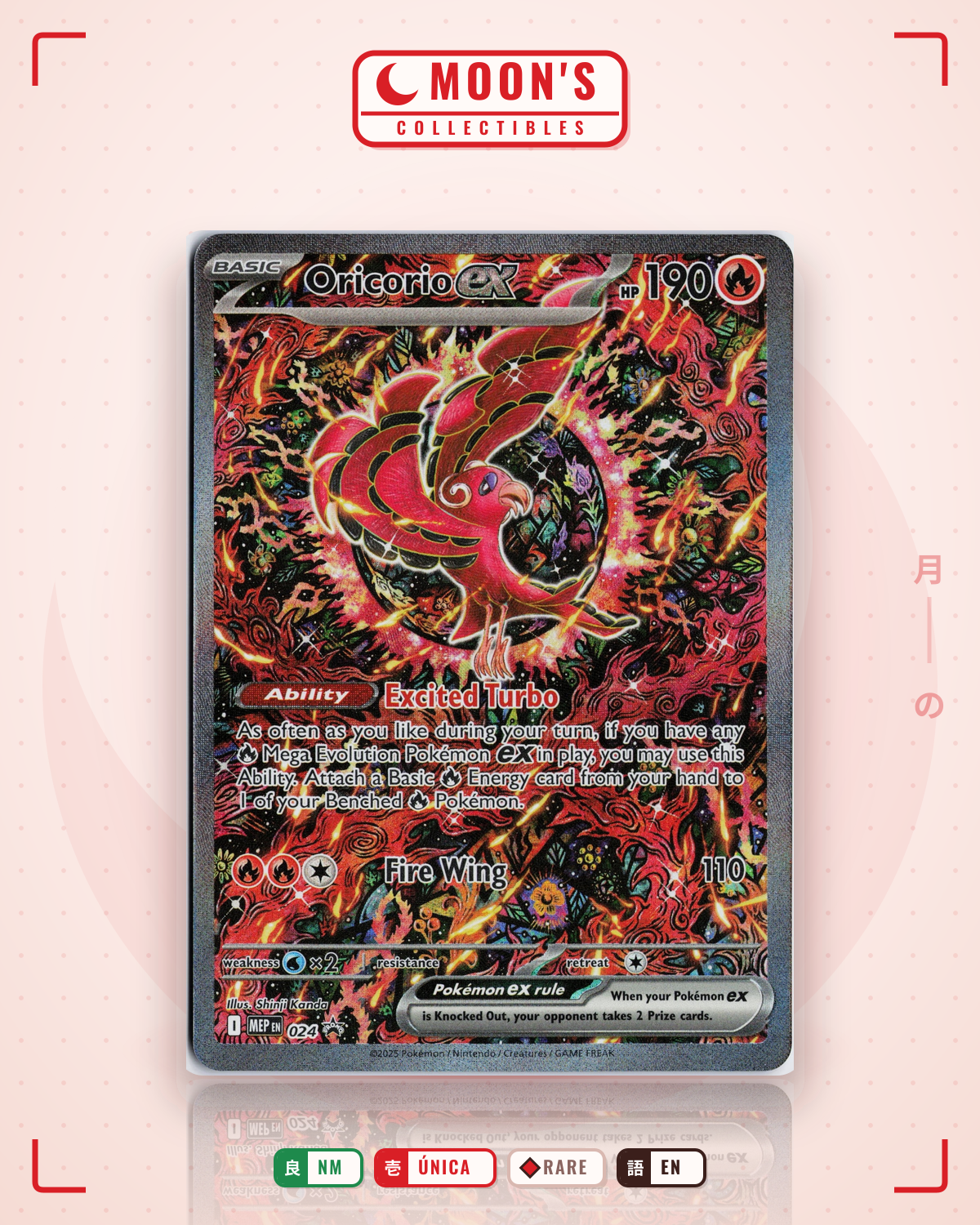 Carta Pokémon Oricorio ex · Mega Evolution Black Star Promos #024 (NM) — pieza única en Moon's Collectibles México