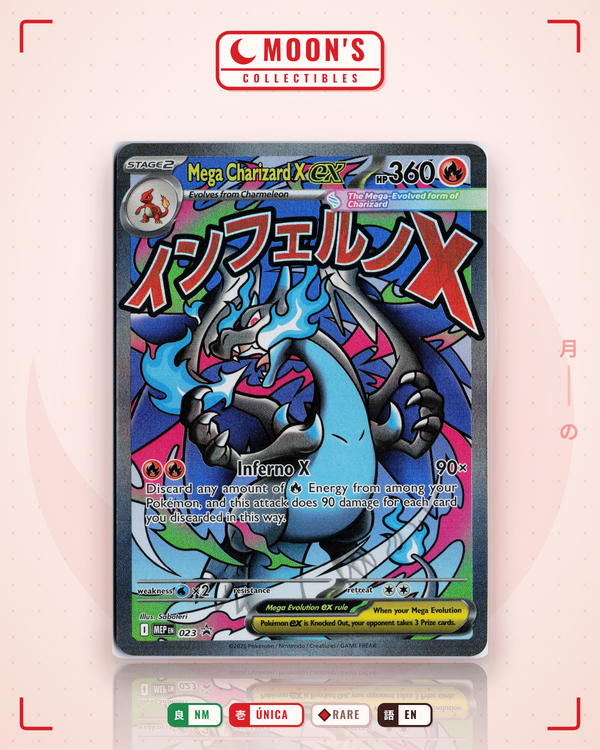 Carta Pokémon Mega Charizard X ex · Mega Evolution Black Star Promos #023 (NM) — pieza única en Moon's Collectibles México