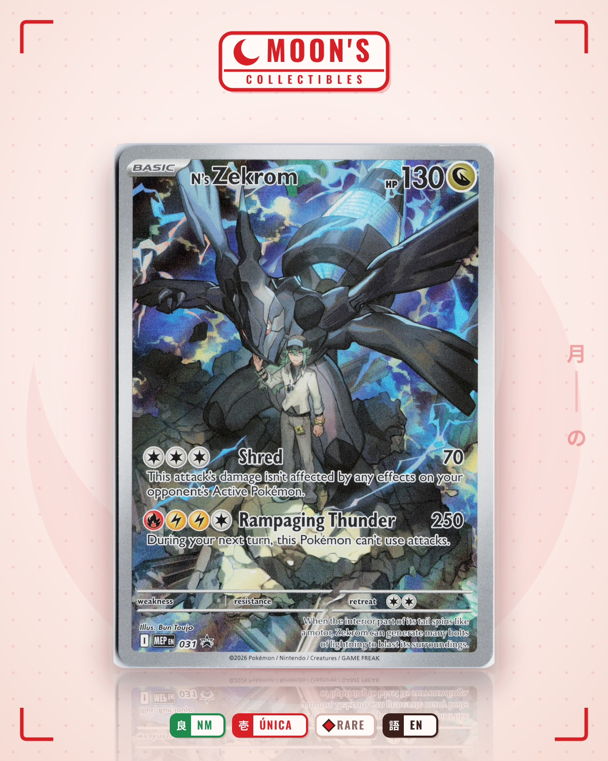 Carta Pokémon N's Zekrom · Mega Evolution Black Star Promos #031 (NM) — pieza única en Moon's Collectibles México