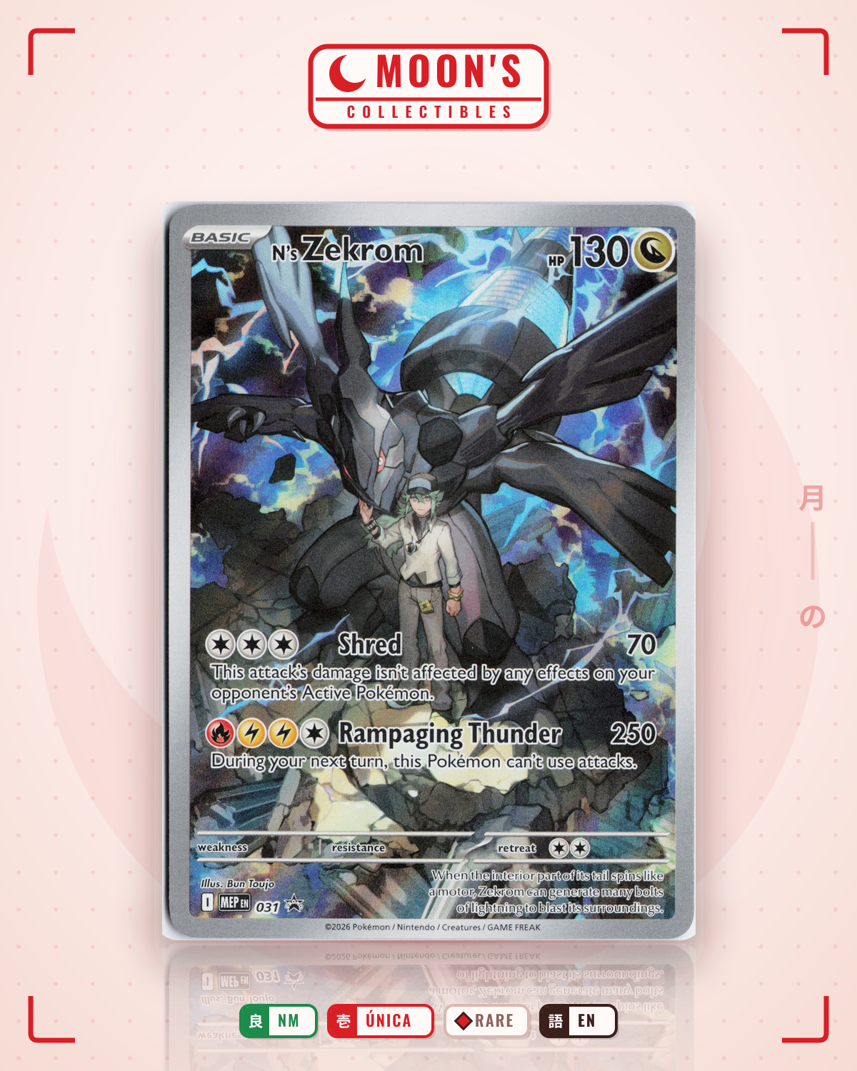 Carta Pokémon N's Zekrom · Mega Evolution Black Star Promos #031 (NM) — pieza única en Moon's Collectibles México