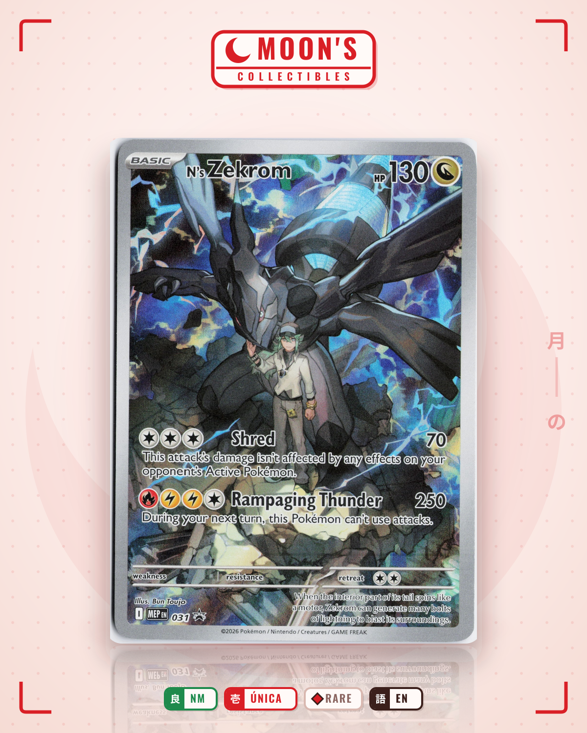 Carta Pokémon N's Zekrom · Mega Evolution Black Star Promos #031 (NM) — pieza única en Moon's Collectibles México