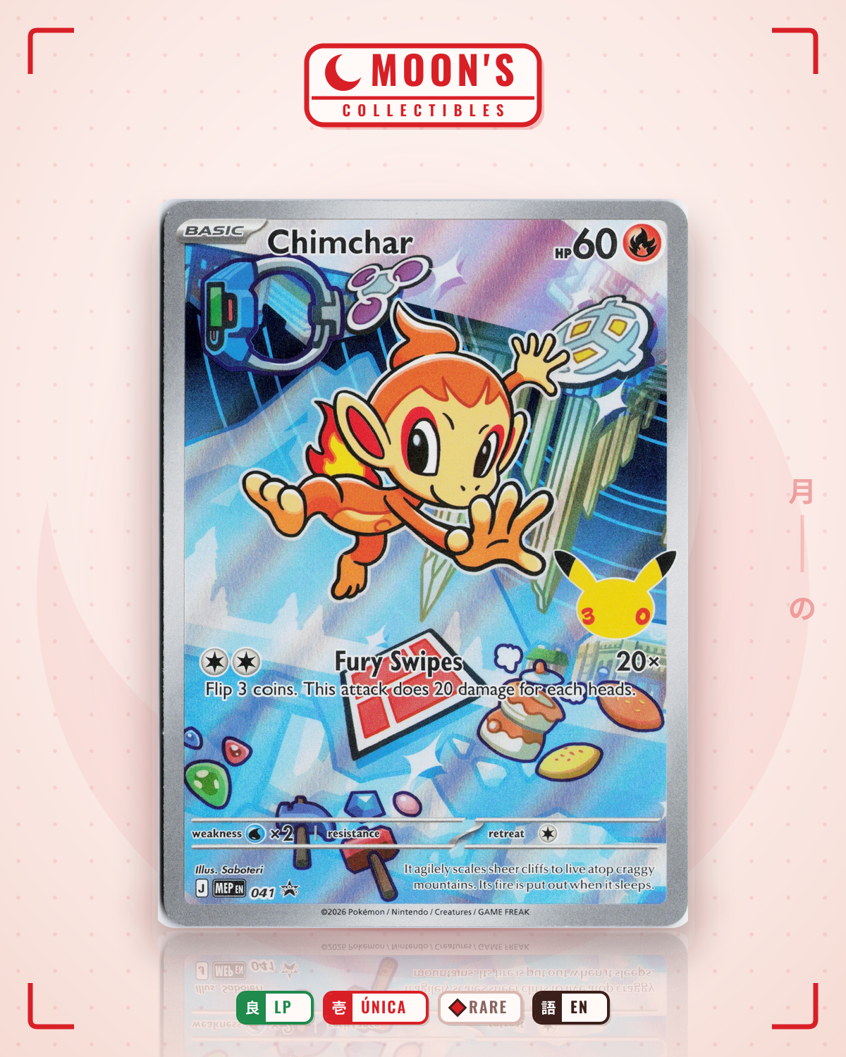 Carta Pokémon Chimchar · Mega Evolution Black Star Promos #041 (LP) — pieza única en Moon's Collectibles México