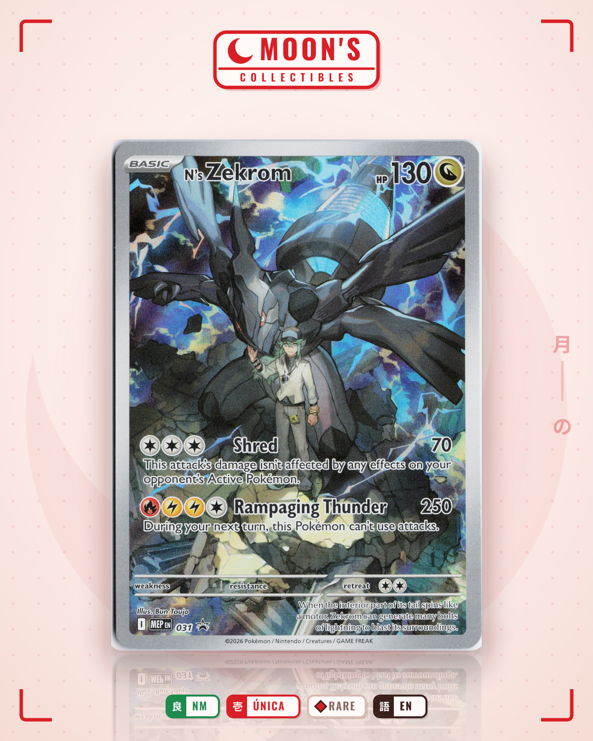 Carta Pokémon N's Zekrom · Mega Evolution Black Star Promos #031 (NM) — pieza única en Moon's Collectibles México