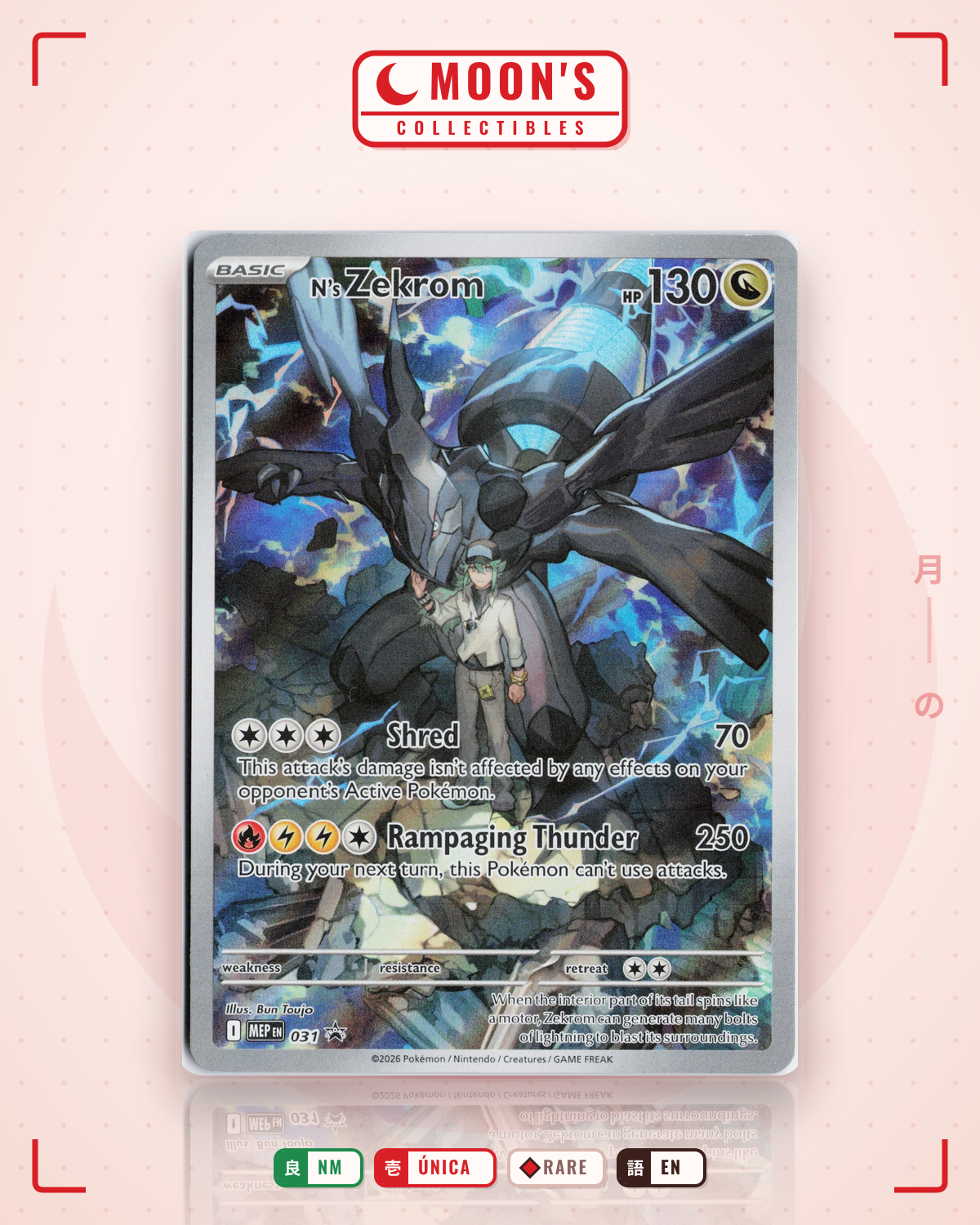Carta Pokémon N's Zekrom · Mega Evolution Black Star Promos #031 (NM) — pieza única en Moon's Collectibles México