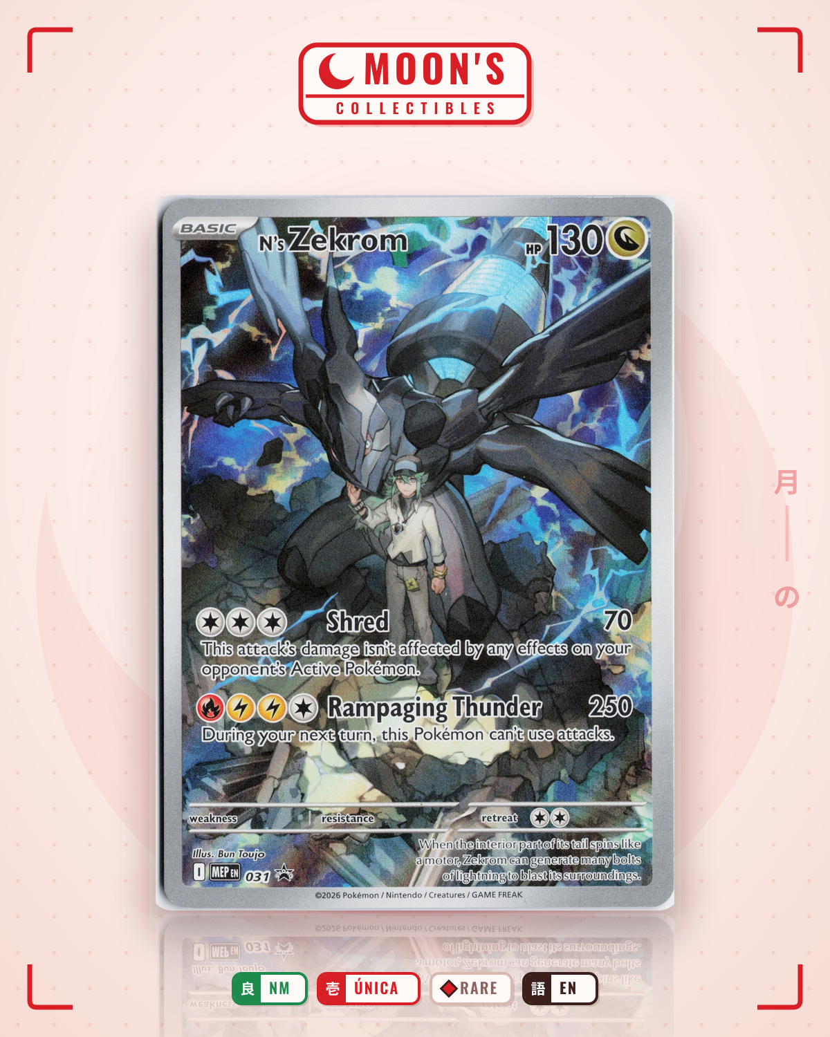 Carta Pokémon N's Zekrom · Mega Evolution Black Star Promos #031 (NM) — pieza única en Moon's Collectibles México