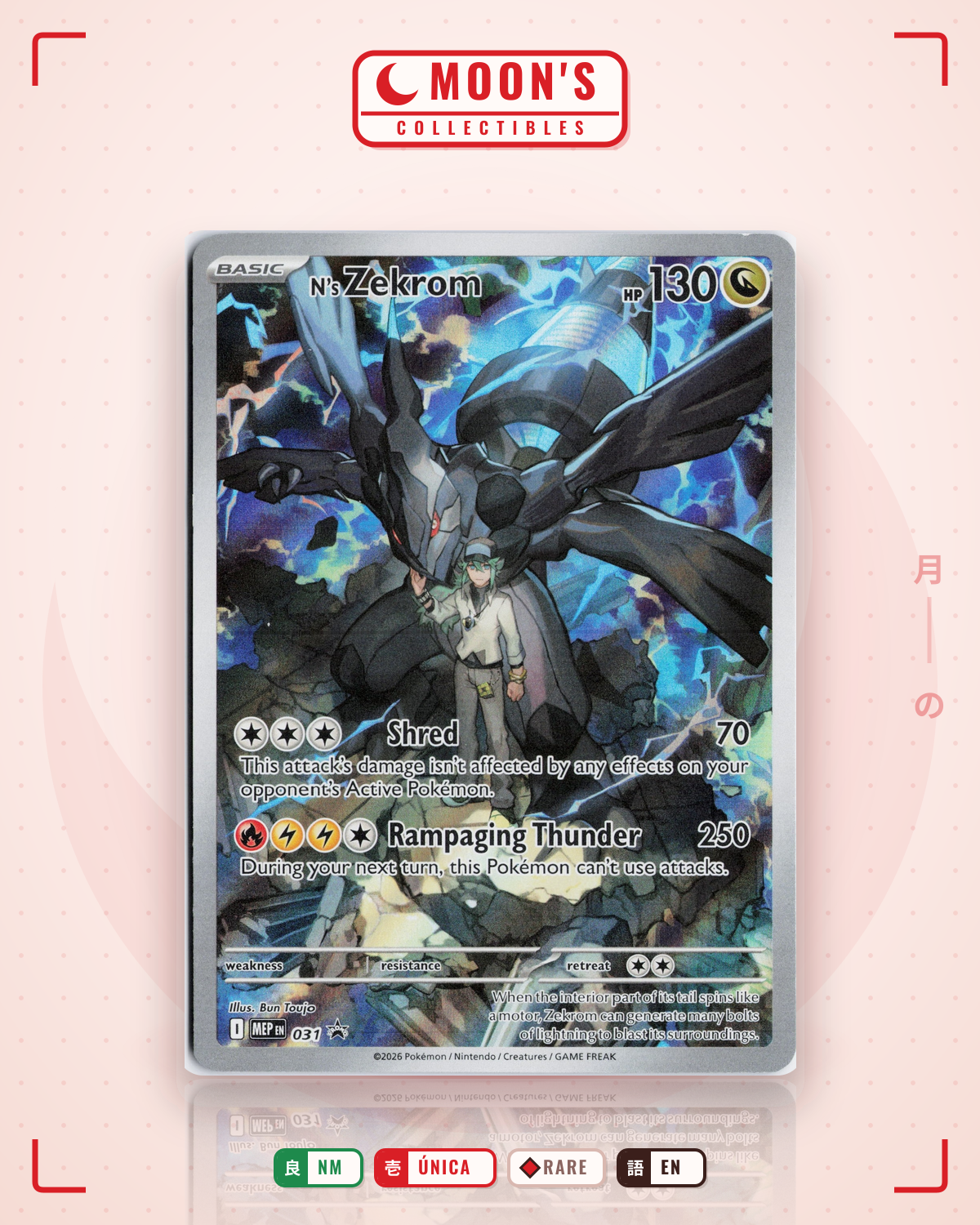 Carta Pokémon N's Zekrom · Mega Evolution Black Star Promos #031 (NM) — pieza única en Moon's Collectibles México