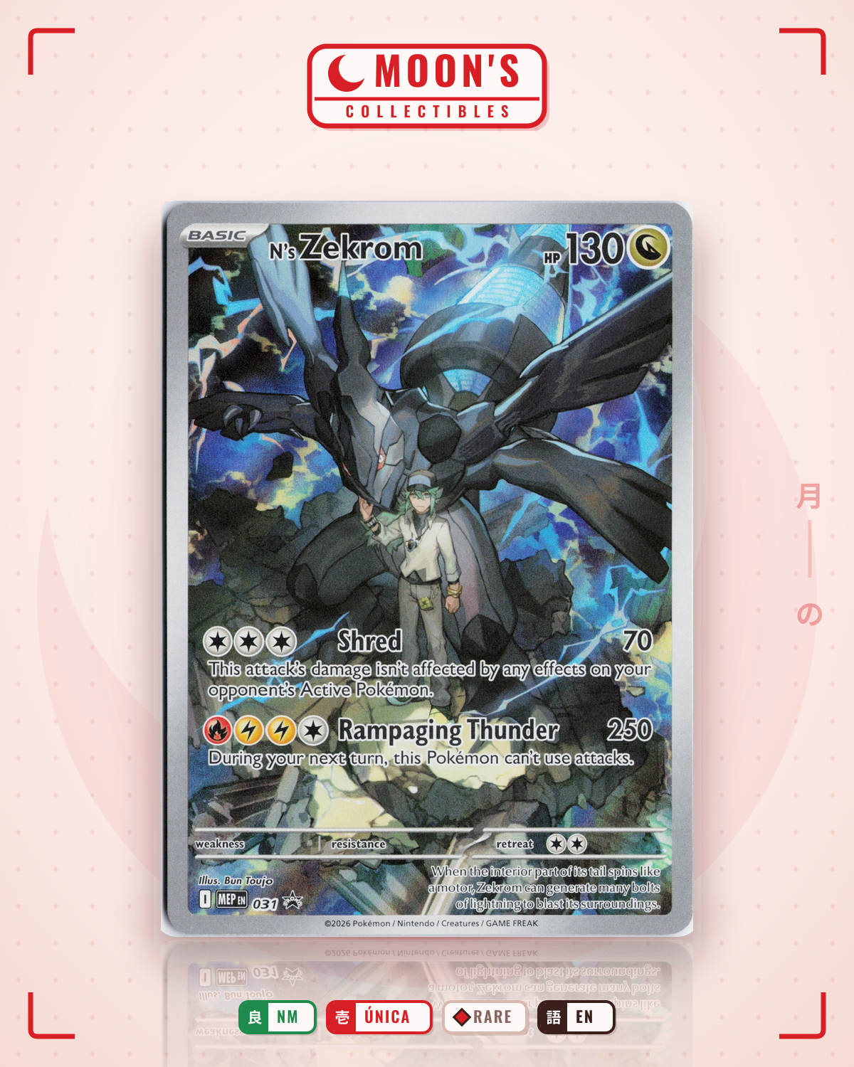 Carta Pokémon N's Zekrom · Mega Evolution Black Star Promos #031 (NM) — pieza única en Moon's Collectibles México