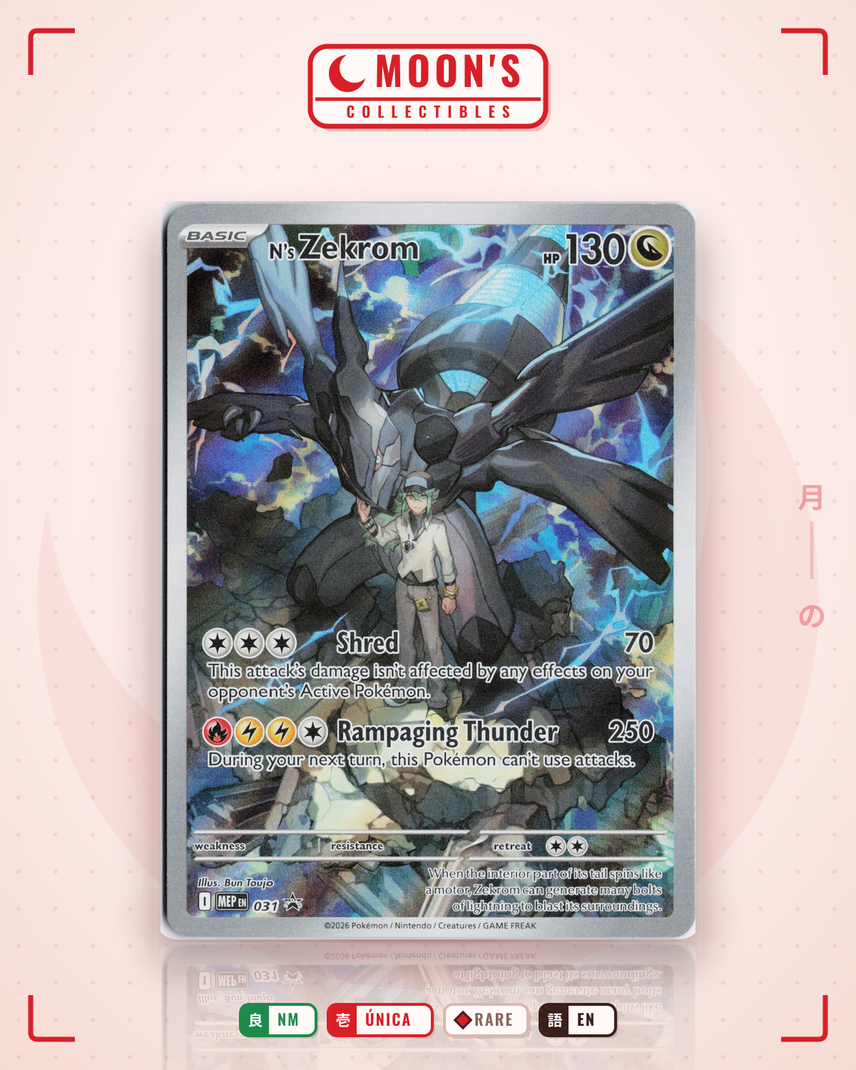 Carta Pokémon N's Zekrom · Mega Evolution Black Star Promos #031 (NM) — pieza única en Moon's Collectibles México