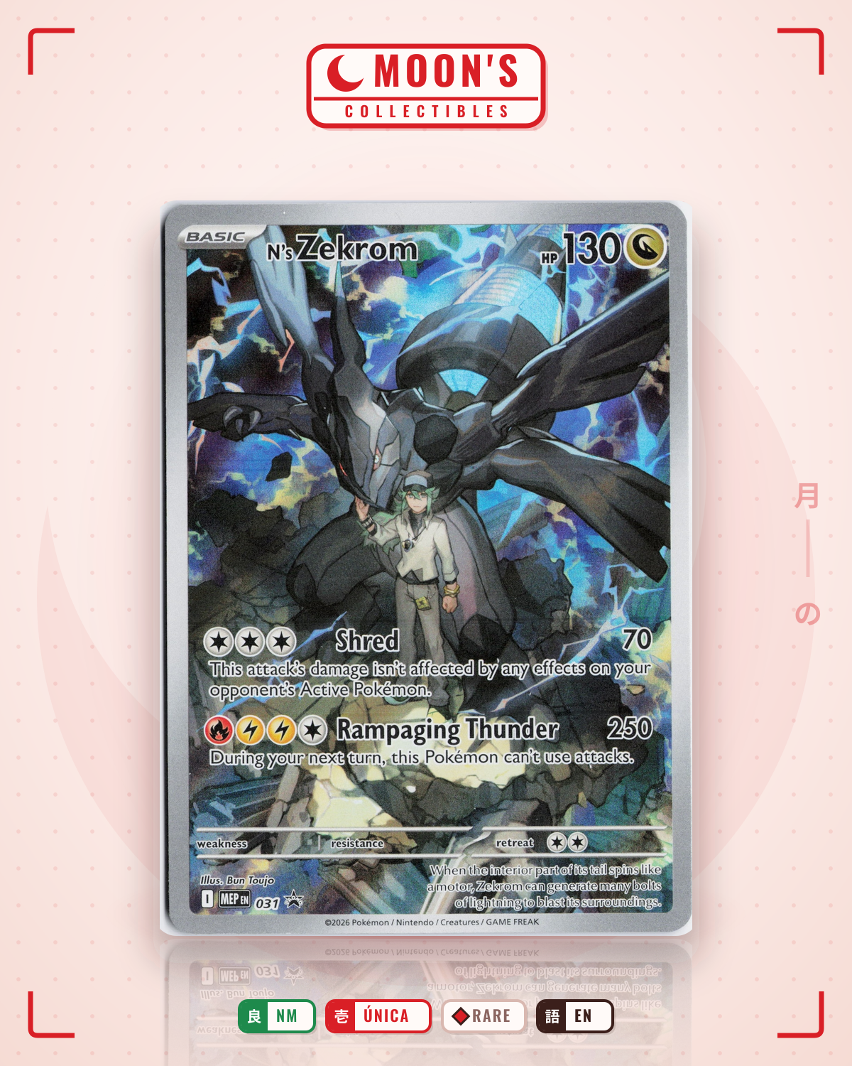 Carta Pokémon N's Zekrom · Mega Evolution Black Star Promos #031 (NM) — pieza única en Moon's Collectibles México
