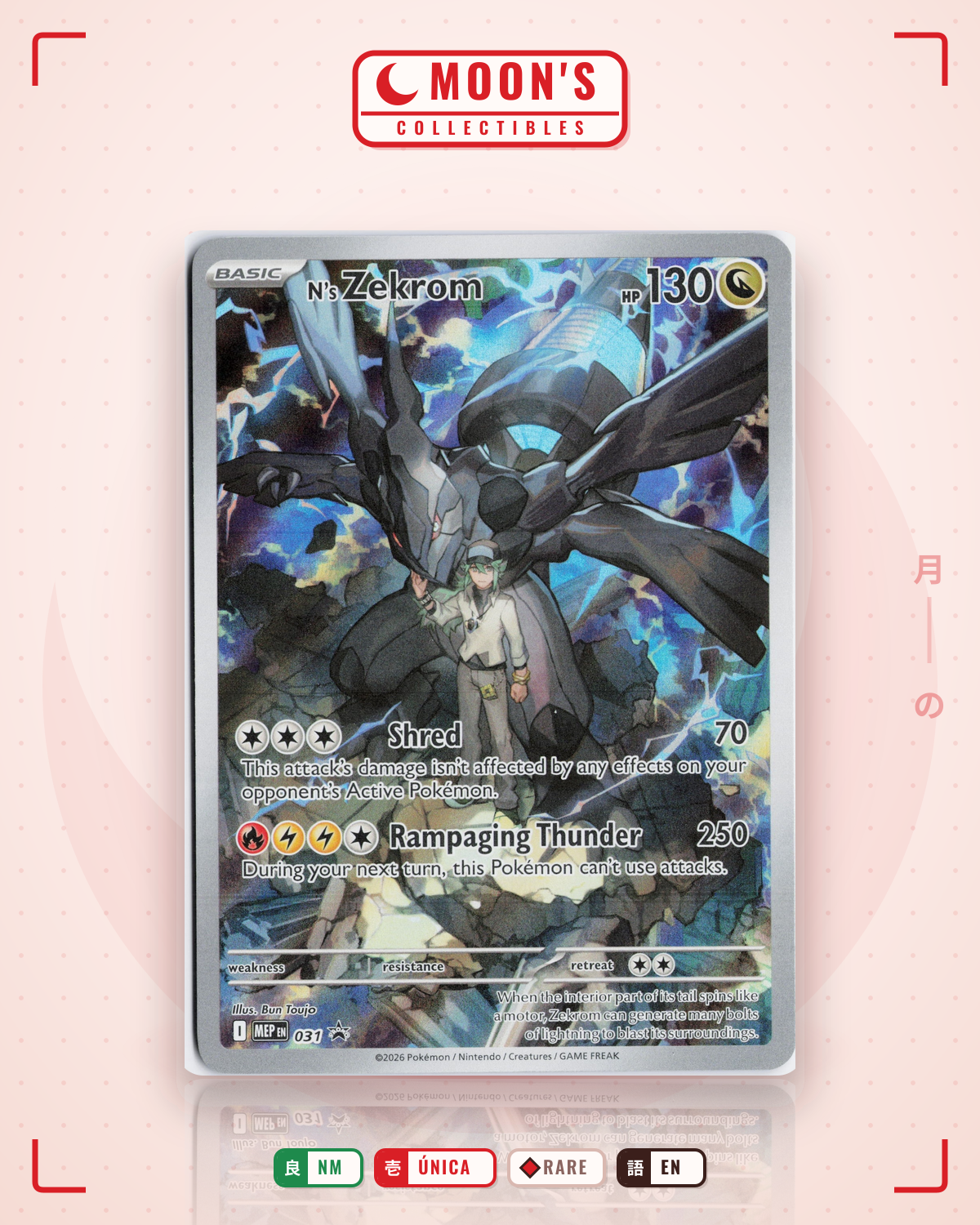 Carta Pokémon N's Zekrom · Mega Evolution Black Star Promos #031 (NM) — pieza única en Moon's Collectibles México